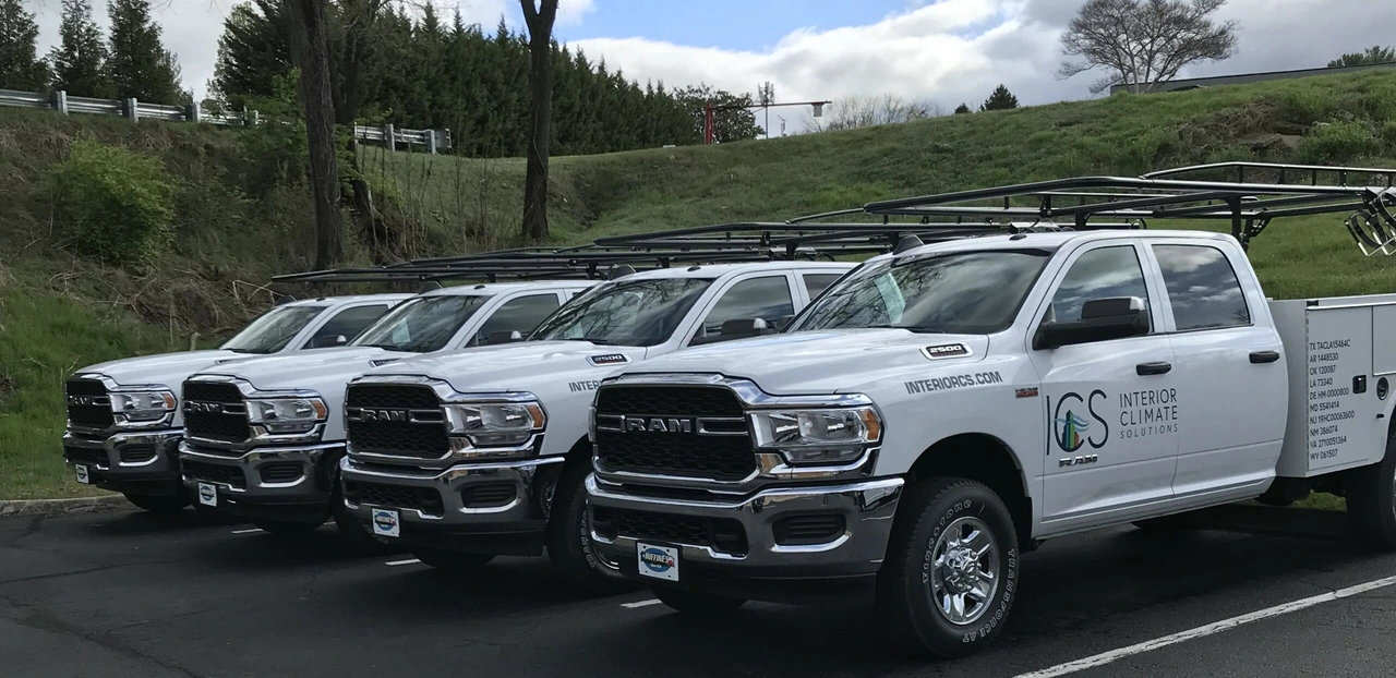 Interior Climate Solutions service trucks ready for field work